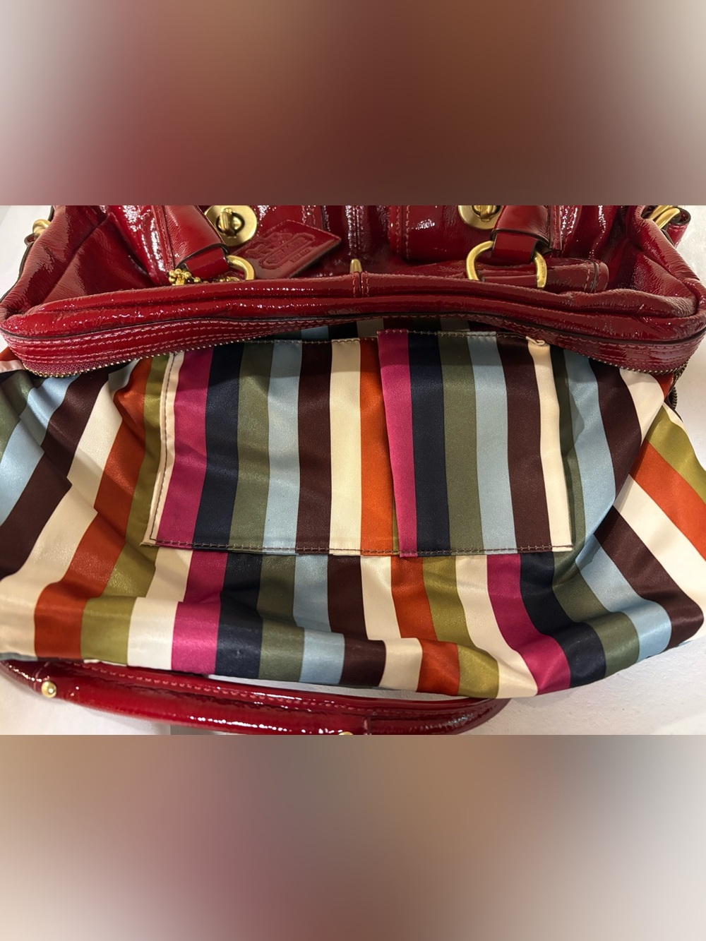 Coach Red Patent Turn Lock Satchel Bleeker Street Limited Edition Peyton 13051 - Picture 11 of 12